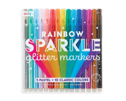 Flamastry z Brokatem, Rainbow Sparkle Glitter Markers