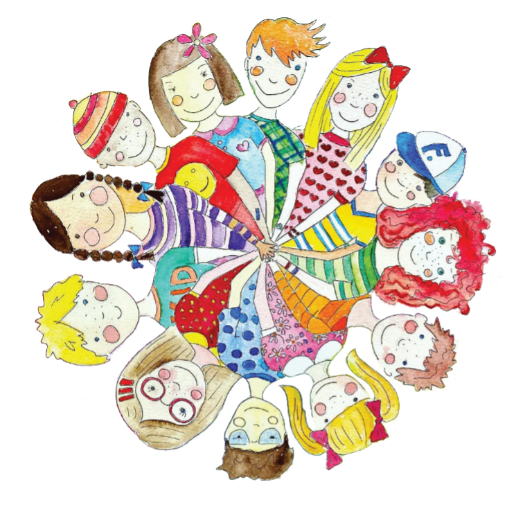 Ilustracja: dzieci w kręgu, trzymające się za ręce
